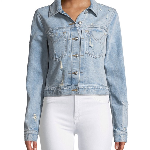 Derek Lam Nico Distressed Crop Jean Jacket, Small - Picture 2 of 6